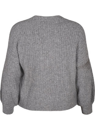 Zizzi Melange-Strickjacke aus Feinripp, Light Grey Melange, Packshot image number 1