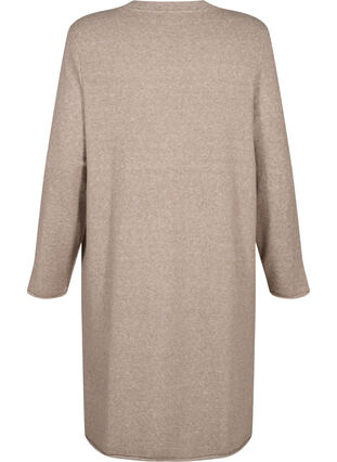 Zizzi Strickkleid mit Rundhalsausschnitt und Schlitz, Desert Taupe Mel., Packshot image number 1