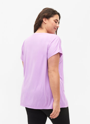 Zizzi Kurzarm Trainingsshirt, African Violet, Model image number 1