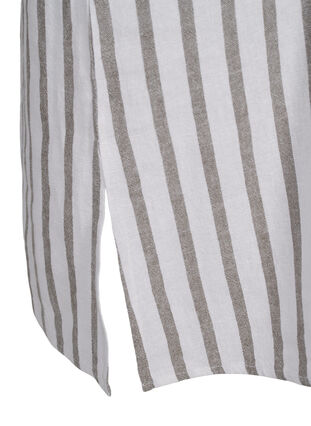 Zizzi Gestreiftes Tunika-Kleid aus Leinen-Viskose-Mix, White Stripe, Packshot image number 3