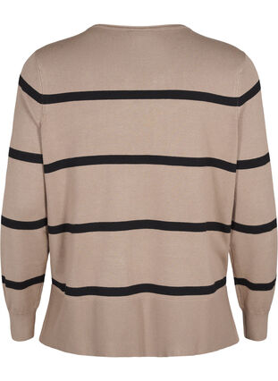 Zizzi Gestrickte Viskosebluse mit Streifen, Desert Taupe Comb, Packshot image number 1