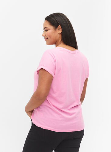 Zizzi Kurzärmliges T-Shirt aus einer Baumwollmischung, Rosebloom, Model image number 1