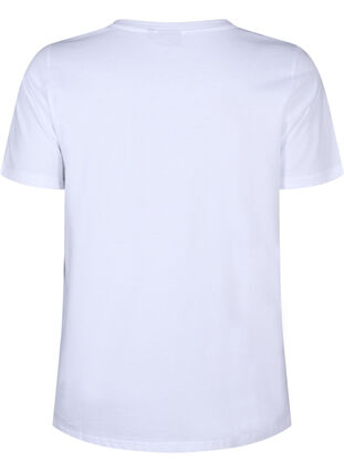 Zizzi T-Shirt aus Baumwolle mit Schleife, Bright Wh. W. Black , Packshot image number 1
