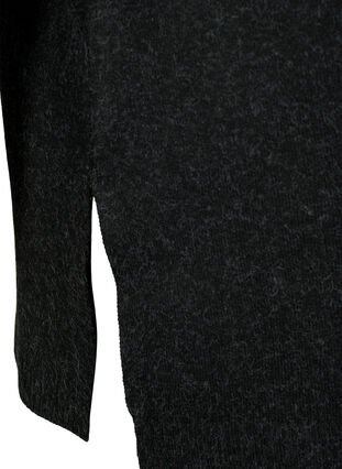 Zizzi Melange-Strickpullover mit Schlitz, Dark Grey Melange, Packshot image number 3