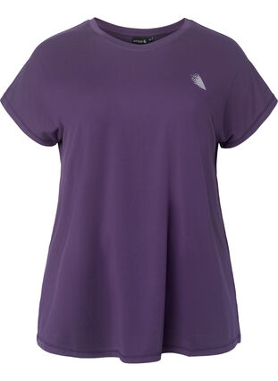 Zizzi Kurzarm Trainingsshirt, Purple Plumeria, Packshot image number 0