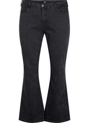 Zizzi Ellen Bootcut-Jeans mit hoher Taille., Grey Denim, Packshot image number 0