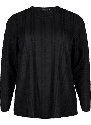 Zizzi  Langärmelige Bluse mit Textur, Black, Packshot image number 0