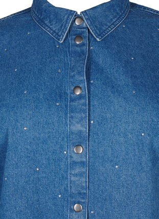 Zizzi Jeanshemd mit Strass-Steinchen und 3/4 Ärmeln, Bl. Denim Rhinestone, Packshot image number 2