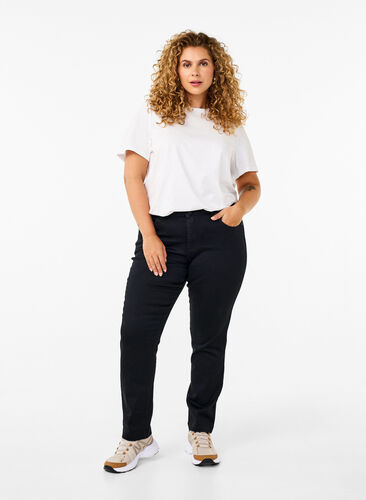 Zizzi Slim Fit Emily Jeans mit normaler Taillenhöhe, Black, Model image number 0