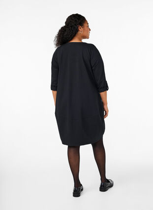 Zizzi Baumwollkleid mit Ballon-Passform, Black, Model image number 1