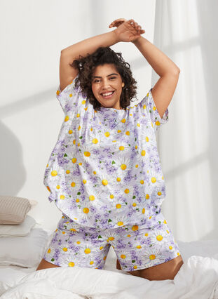 Zizzi Oversize Nachthemd mit Print, Lavender Blue AOP, Image image number 0