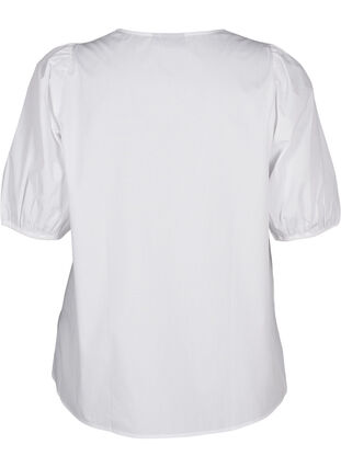 Zizzi Kurzärmelige Bluse mit Spitzendetail, Bright White, Packshot image number 1