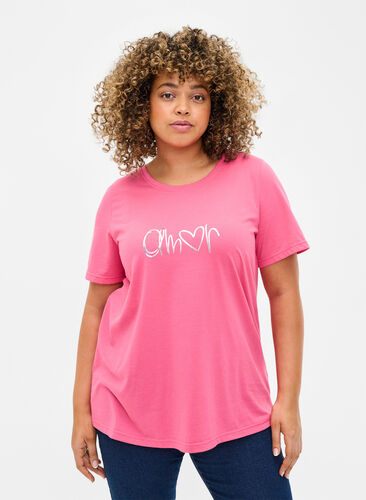 Zizzi FLASH - T-Shirt mit Motiv, Hot Pink Amour, Model image number 0
