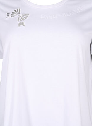 Zizzi T-Shirt aus Bio-Baumwolle mit Schleifendetail, Bright White, Packshot image number 2