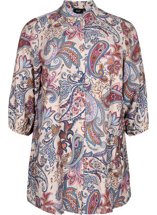 Zizzi Viskose-Tunika mit Paisley-Print und 3/4-Ärmeln, Sand Do. Paisley AOP, Packshot image number 0