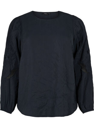 Zizzi Bluse aus TENCEL™-Modal mit gestickten Details, Black, Packshot image number 0