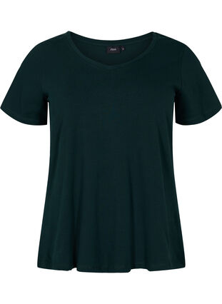 Zizzi Einfarbiges basic T-Shirt aus Baumwolle, Scarab, Packshot image number 0