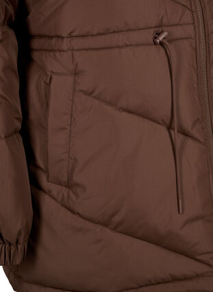 Zizzi Pufferwinterjacke mit Kapuze, Potting Soil, Packshot image number 3