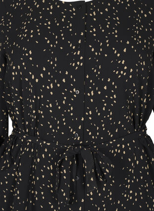 Zizzi Langärmliges Kleid mit Bindeband, Black w. Dot AOP, Packshot image number 2