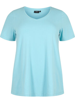 Zizzi Einfarbiges basic T-Shirt aus Baumwolle, Reef Waters, Packshot image number 0