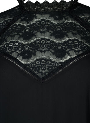Zizzi Langärmeliges Kleid mit Spitze, Black, Packshot image number 2