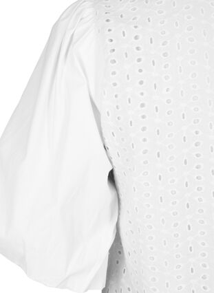 Zizzi Bluse mit Puffärmeln und Spitzenmuster, Bright White, Packshot image number 3