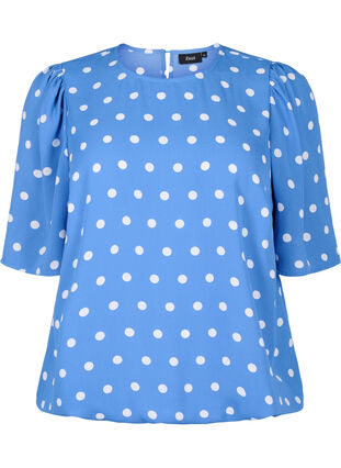 Zizzi Gepunktete Bluse mit kurzen Ärmeln, River S. White Dot, Packshot image number 0