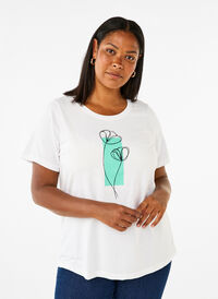 FLASH - T-Shirt mit Motiv, Bright White Flower, Model