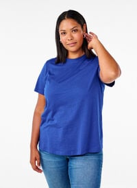 Basic-T-Shirt aus Baumwolle mit Rundhalsausschnitt, Sodalite Blue, Model