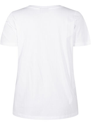 Zizzi Baumwoll-T-Shirt mit Strasssteinen, Bright White, Packshot image number 1