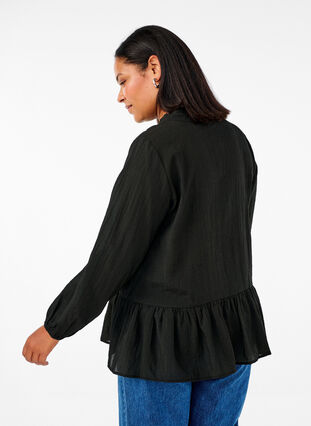 Zizzi  Viskosebluse mit Schößchen, Black, Model image number 1