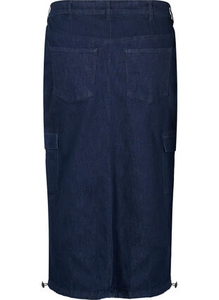 Zizzi Maxirock aus Jeansstoff, Dark Blue Denim, Packshot image number 1