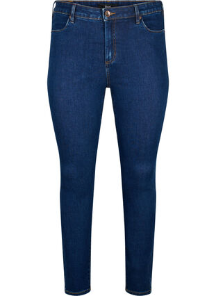 Zizzi Amy Jeans mit hoher Taille und extra schlanker Passform, Dark blue, Packshot image number 0