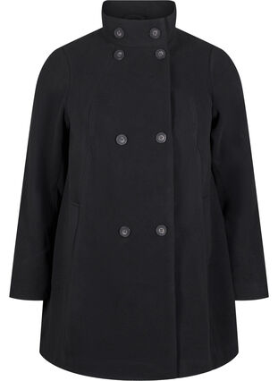 Zizzi Kurzer A-linienförmiger Trenchcoat, Black, Packshot image number 0