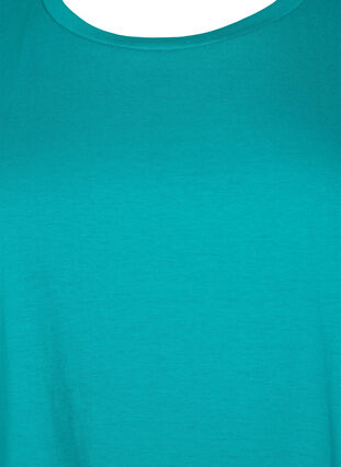 Zizzi Kurzärmeliges T-Shirt aus einer Baumwollmischung, Teal Blue, Packshot image number 2