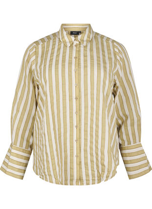 Zizzi Lockeres Shirt mit Streifen, Thyme w. Sand Stripe, Packshot image number 0