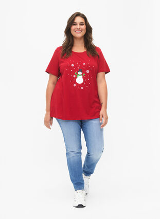 Zizzi Weihnachts-T-Shirt mit Pailletten, Tango R. W. Snowman, Model image number 2