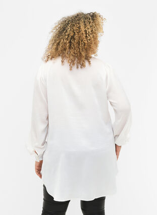 Zizzi Langes Hemd mit Perlenknöpfen, Bright White, Model image number 1