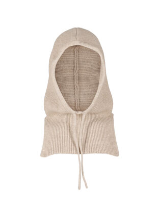 Zizzi Gestrickte Balaclava mit Kordelzug, Silver Mink, Packshot image number 0