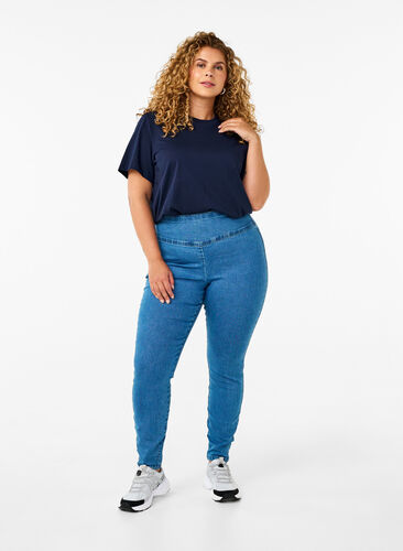 Zizzi Dehnbare Jeggings mit hoher Taille, Light Blue, Model image number 0