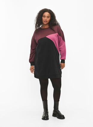 Zizzi Langer Pullover mit Farbblock-Muster, Fudge Color B. , Model image number 2