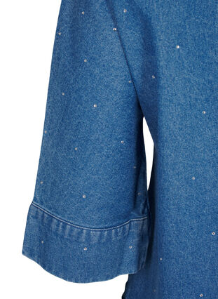 Zizzi Jeanshemd mit Strass-Steinchen und 3/4 Ärmeln, Bl. Denim Rhinestone, Packshot image number 3