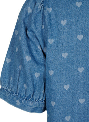 Zizzi Kurzärmliges Denim-Kleid mit Herz-Print, L. Blue D. w. Heart, Packshot image number 3