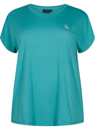 Zizzi Kurzarm Trainingsshirt, Green-Blue Slate, Packshot image number 0