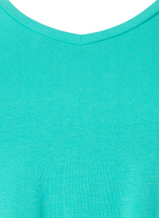 Zizzi Unifarbenes Basic-T-Shirt aus Baumwolle, Aqua Green, Packshot image number 2