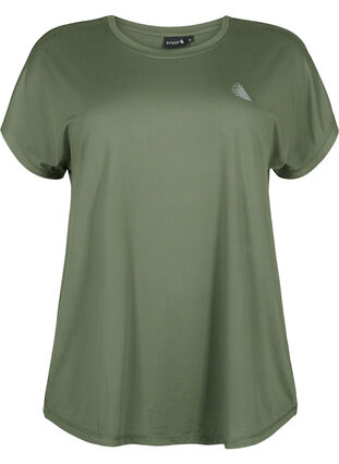 Zizzi Kurzärmeliges Trainings-T-Shirt, Thyme, Packshot image number 0