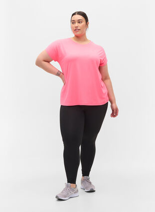 Zizzi Einfarbiges Trainings-T-Shirt, Neon pink, Model image number 3