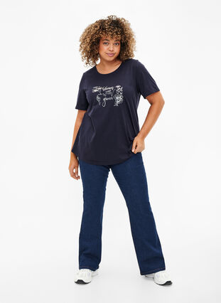 Zizzi FLASH - T-Shirt mit Motiv, Navy Blazer Bloom, Model image number 2
