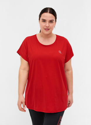 Zizzi Einfarbiges Trainings-T-Shirt., Haute Red, Model image number 0