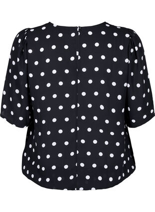 Zizzi Gepunktete Bluse mit kurzen Ärmeln, Black W. White Dot, Packshot image number 1